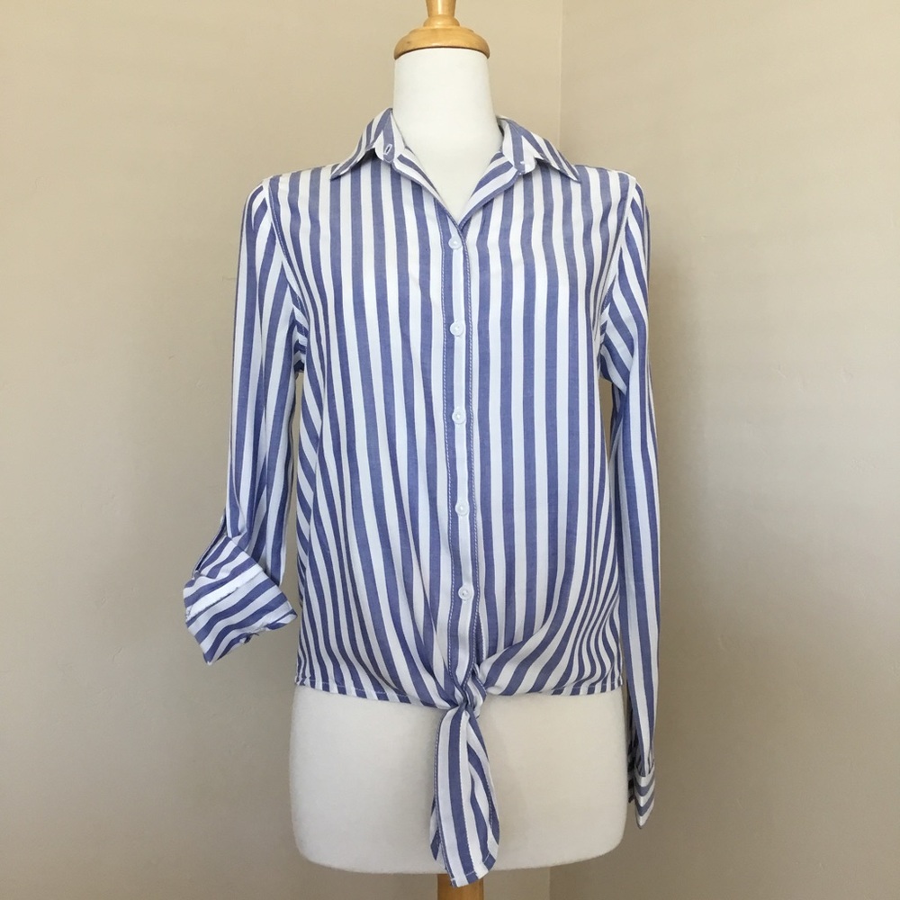 Beach Lunch Lounge Collection Shirt Blue/White Stripes Size XS